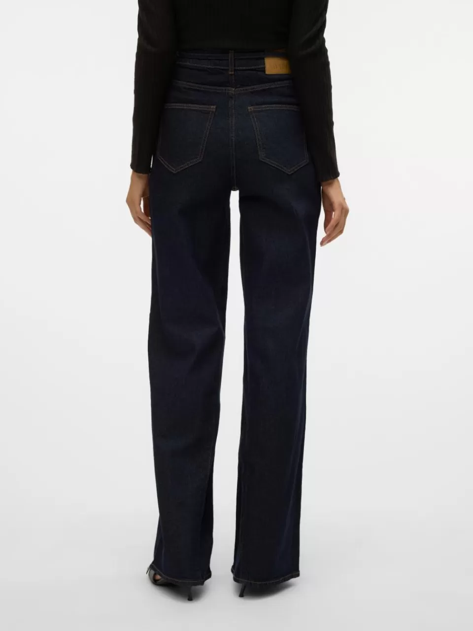 Cheap VERO MODA AWMADDIE Høyt snitt Wide Leg Fit Jeans Dark Blue Denim