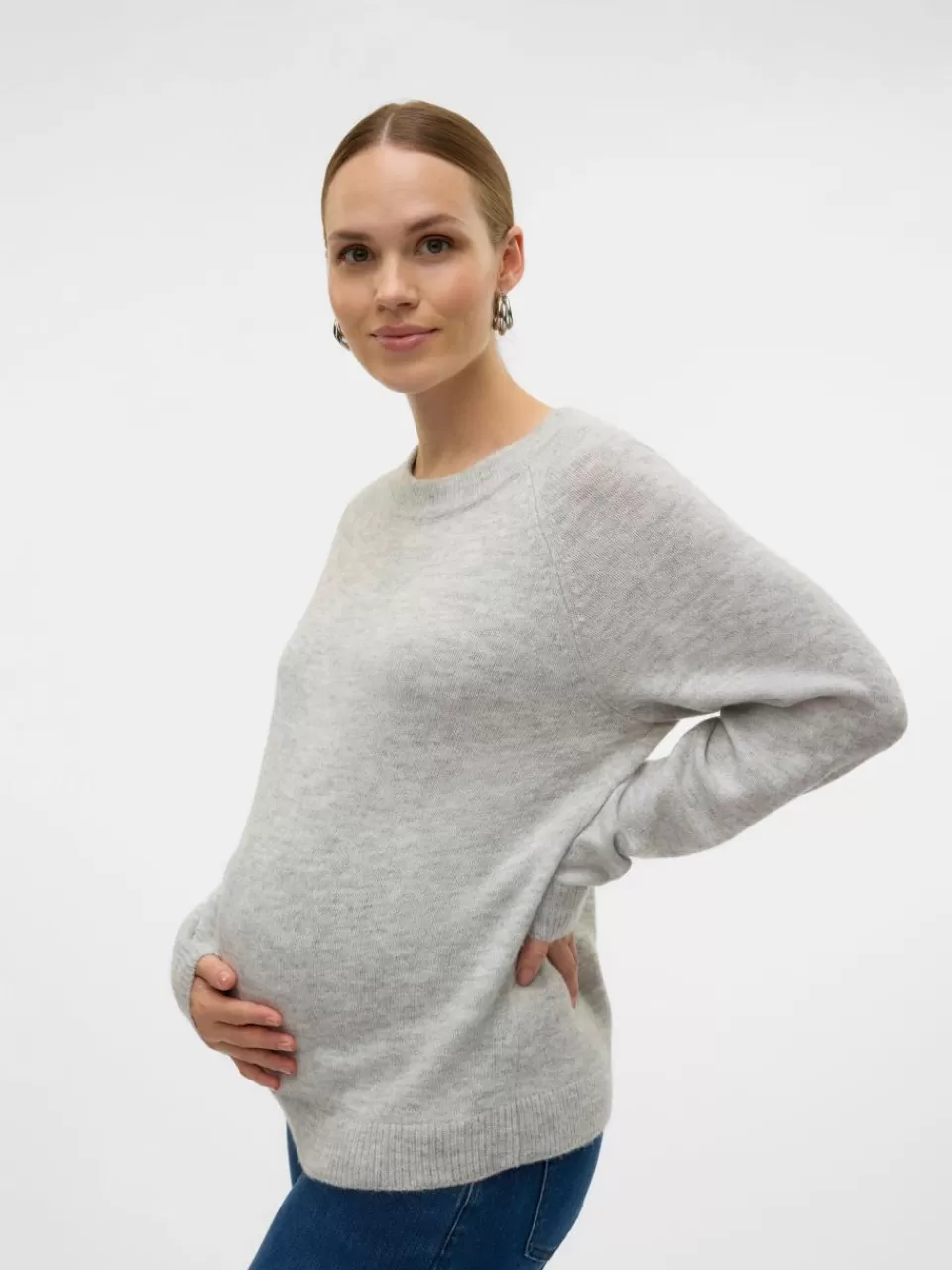 Best Sale VERO MODA Mamma-strikkegenser Light Grey Melange