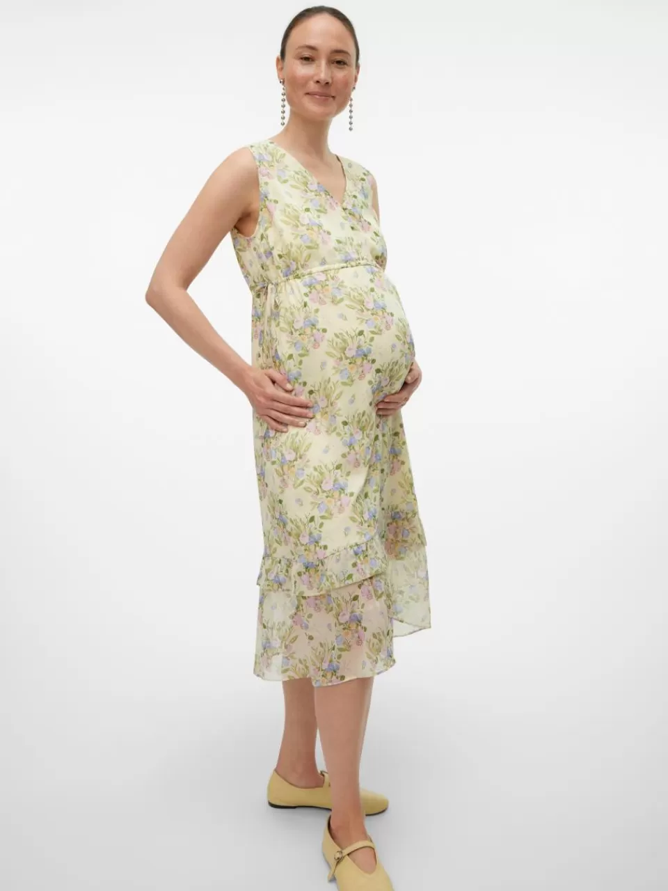 Online VERO MODA MLJONI Gravidkjole Lime Cream
