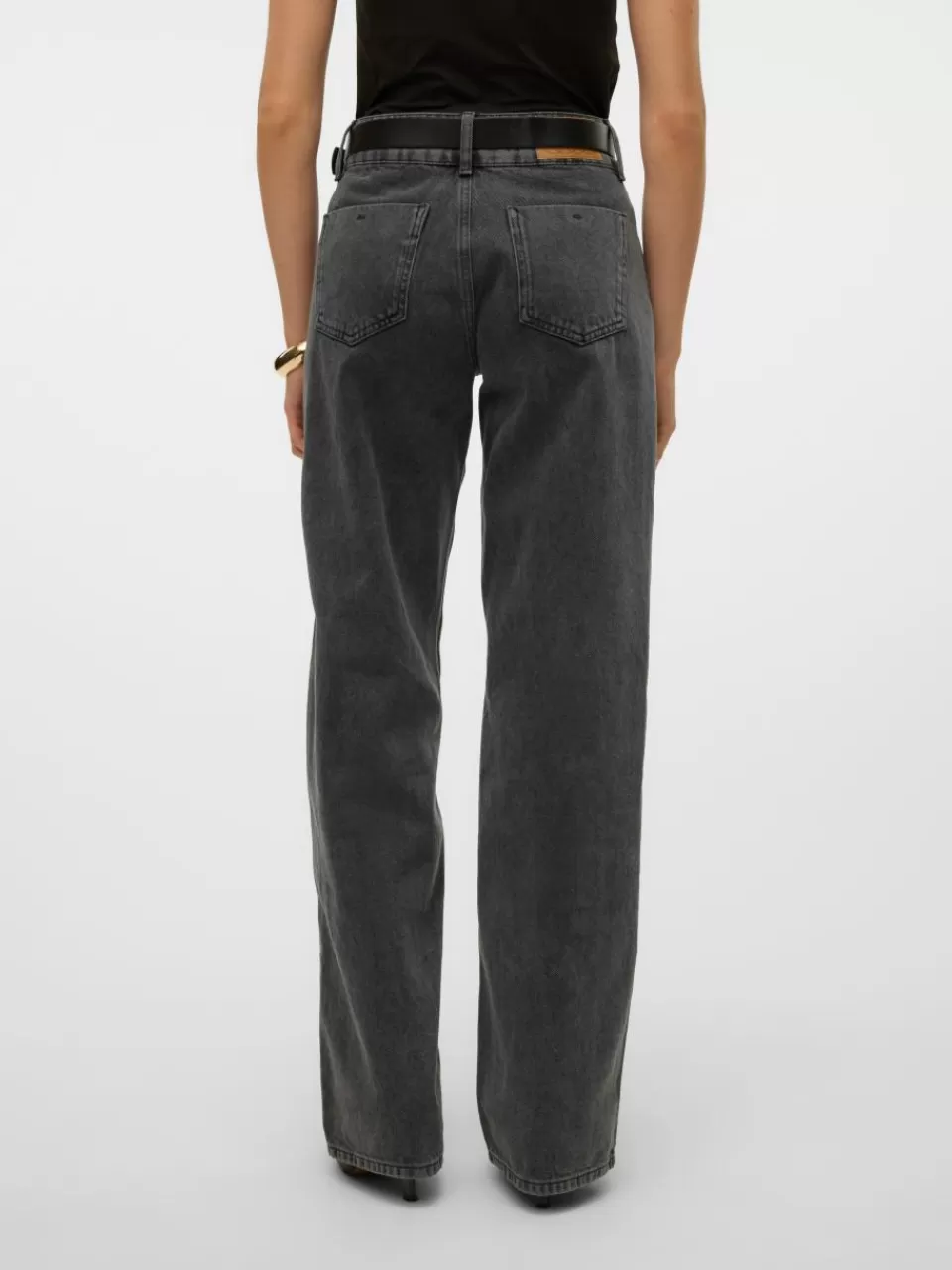 Fashion VERO MODA SNRANCY Middels høy midje Wide Fit Jeans Dark Grey Denim