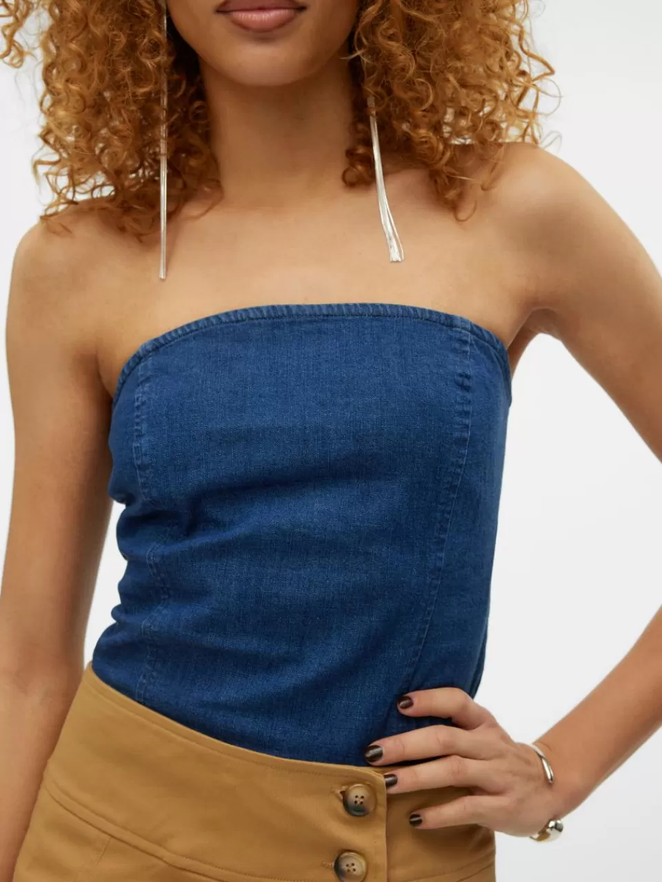 Online VERO MODA SNTHEODORA Topp Dark Blue Denim