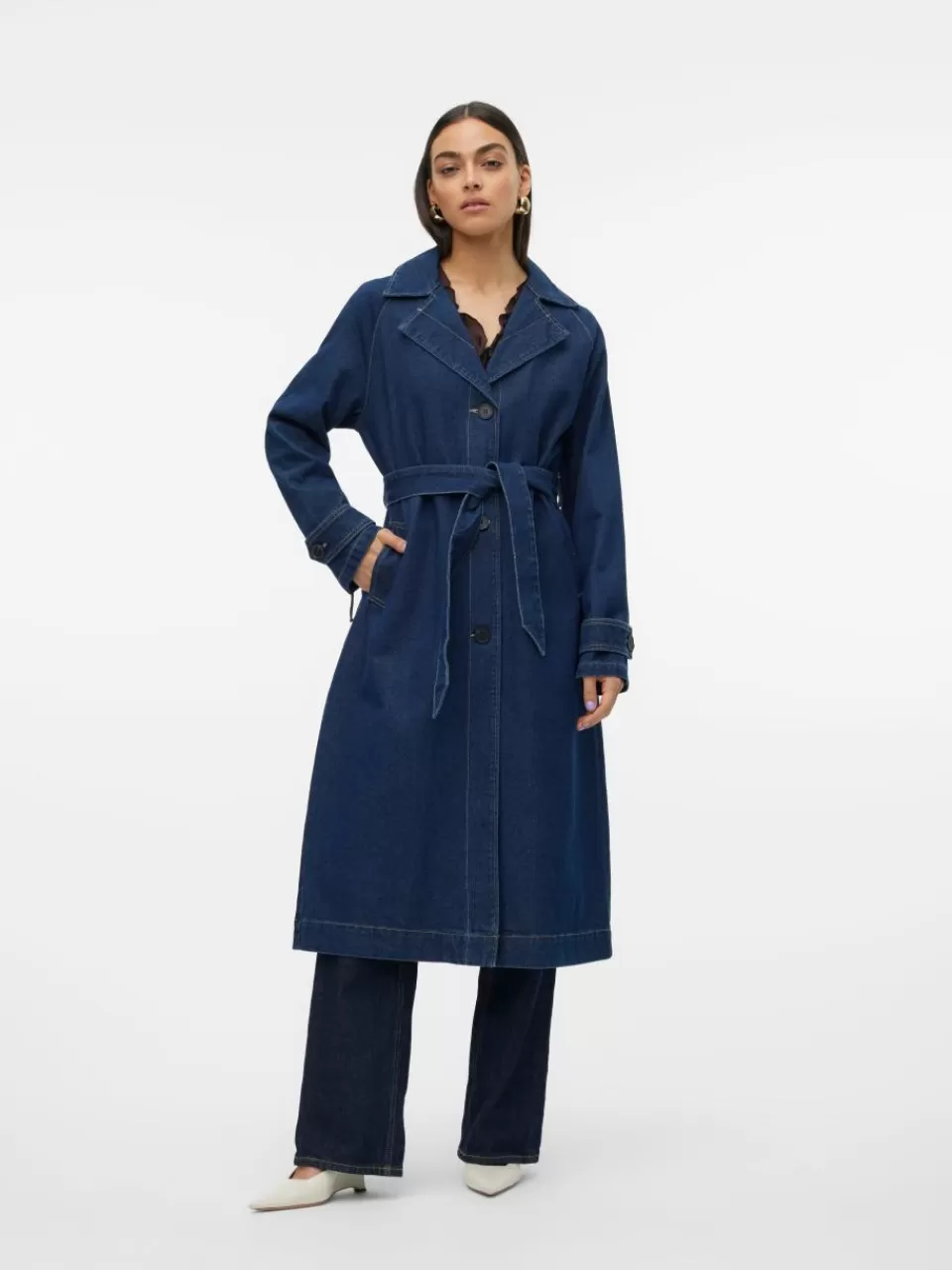 Discount VERO MODA VMADISON Trenchcoat Dark Blue Denim