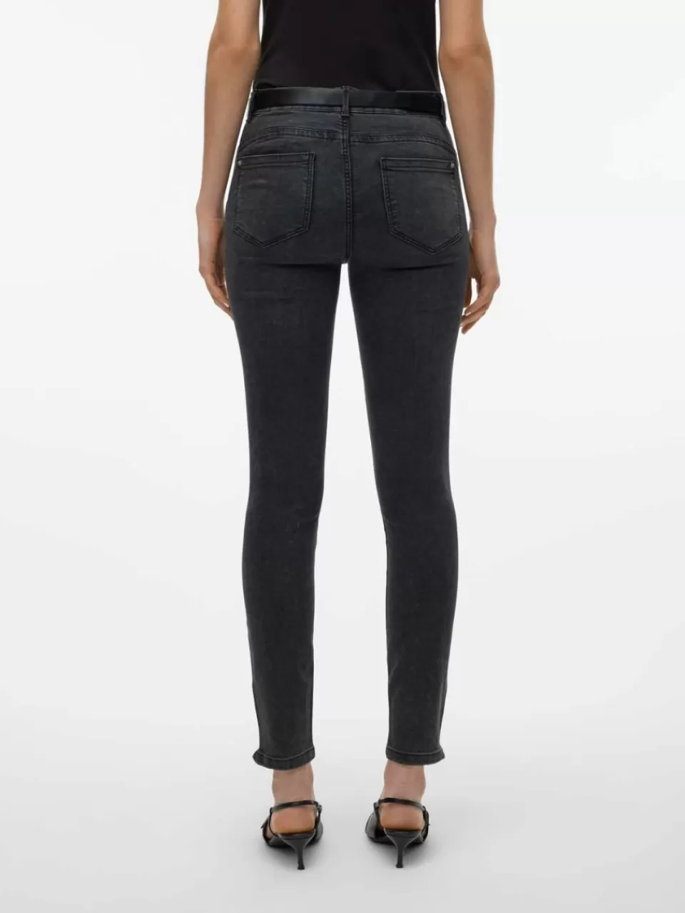 New VERO MODA VMALIA Middels høyt snitt Slim Fit Jeans Black