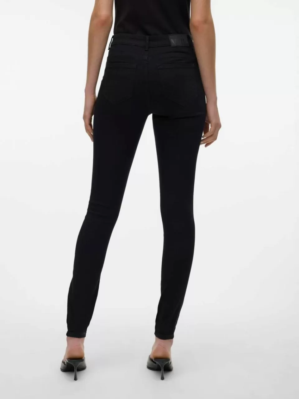 Best VERO MODA VMALIA Middels høyt snitt Slim Straight Fit Jeans Black