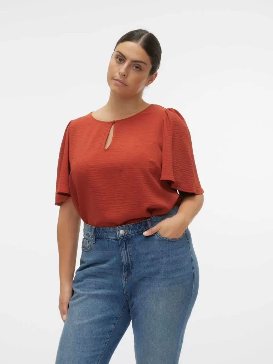 Best Sale VERO MODA VMALVA Topp Red Ochre