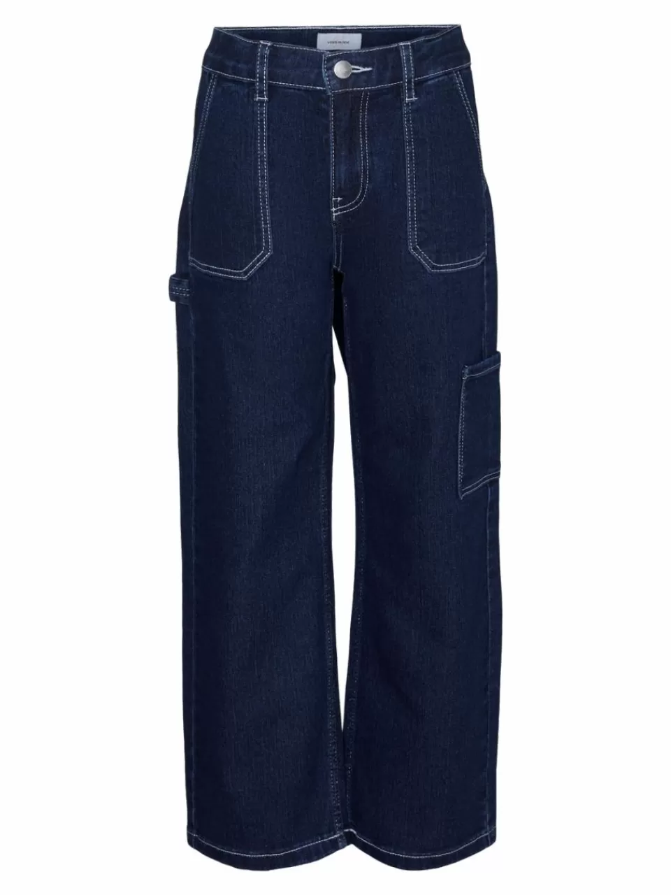 Best VERO MODA VMAMBER Høyt snitt Straight Fit Jeans Dark Blue Denim