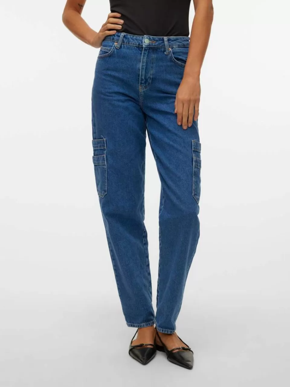 Outlet VERO MODA VMAVIVA Høyt snitt Mom Fit Jeans Medium Blue Denim