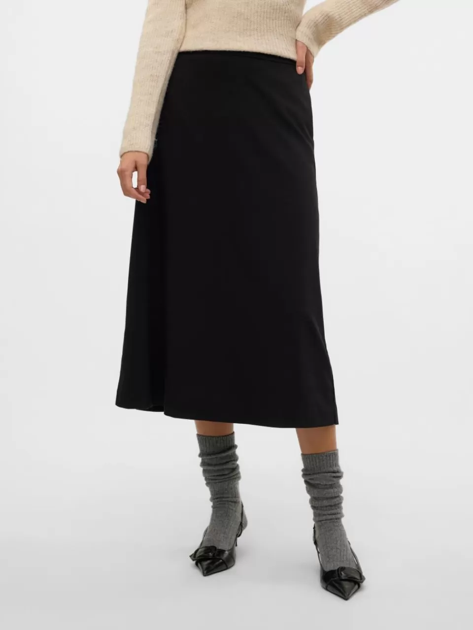 Clearance VERO MODA VMBABETTE Normal midje Midiskjørt Black