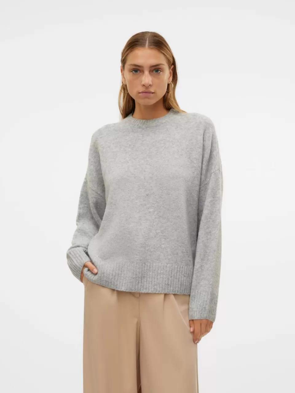Shop VERO MODA VMBOOM Genser Light Grey Melange