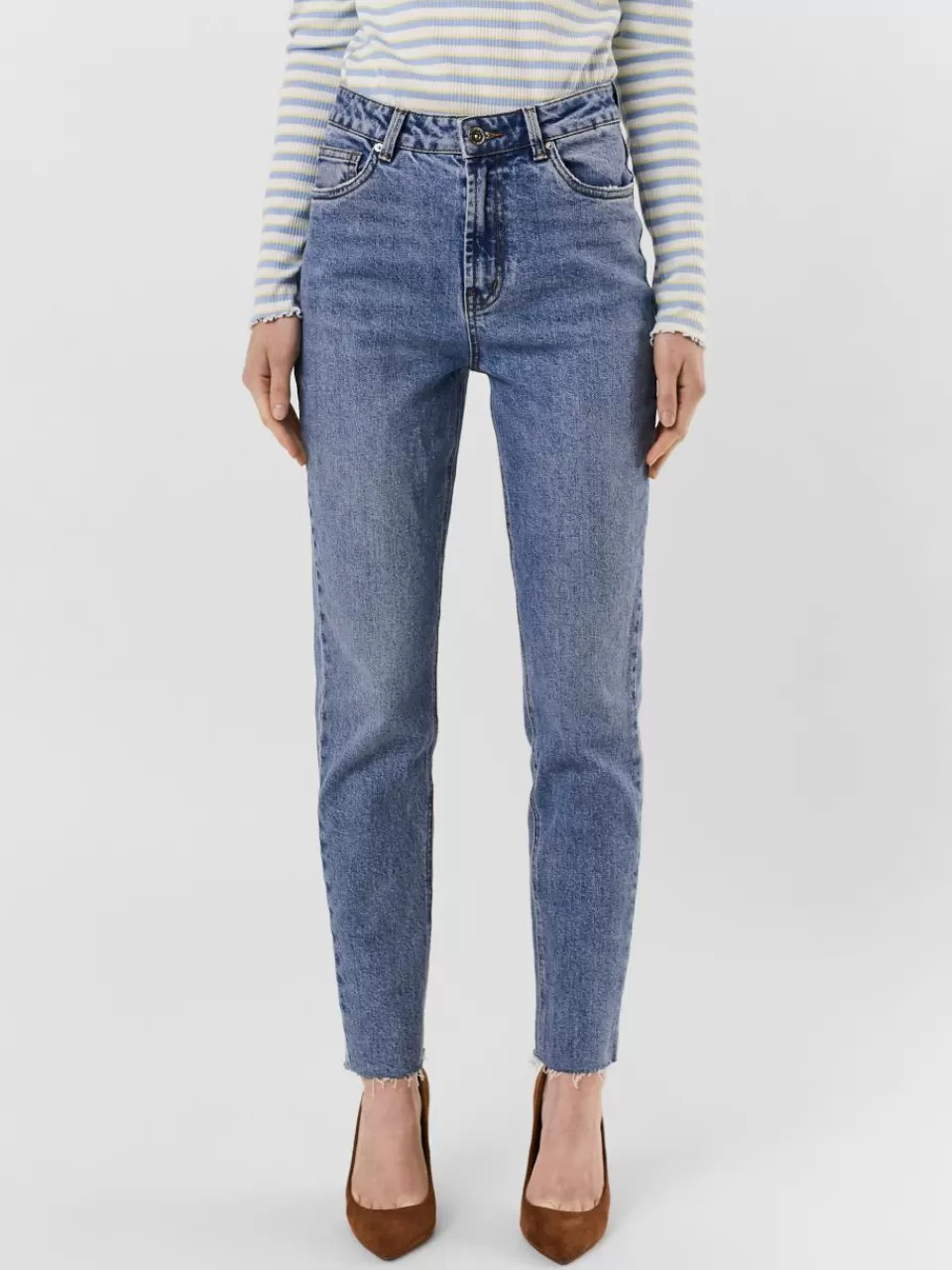 Store VERO MODA VMBRENDA Høyt snitt Mom Fit Jeans Light Blue Denim