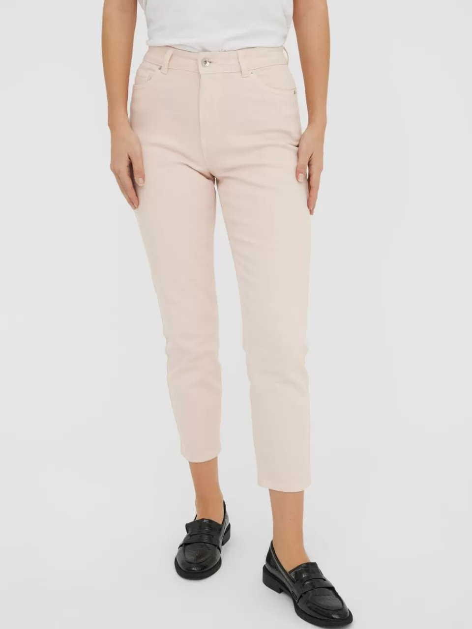 Best Sale VERO MODA VMBRENDA Høyt snitt Straight Fit Jeans Pink Tint