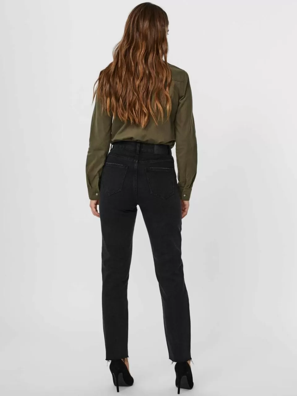 Clearance VERO MODA VMBRENDA Høyt snitt Straight Fit Jeans Black Denim