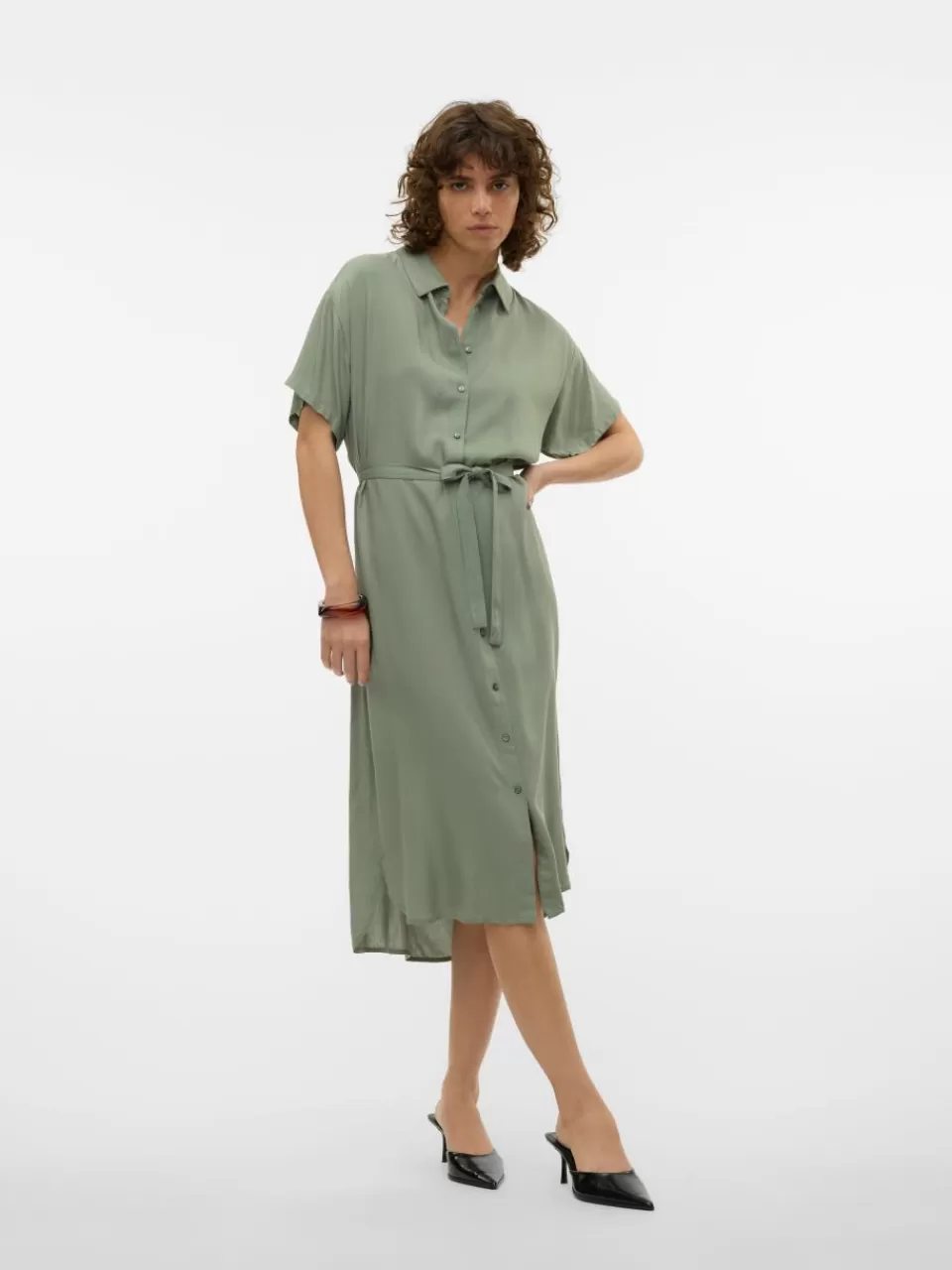 Hot VERO MODA VMBUMPY Lang kjole Hedge Green