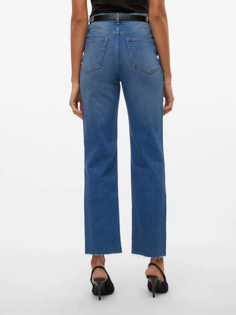 Sale VERO MODA VMCALIA Høyt snitt Straight Fit Jeans Medium Blue Denim