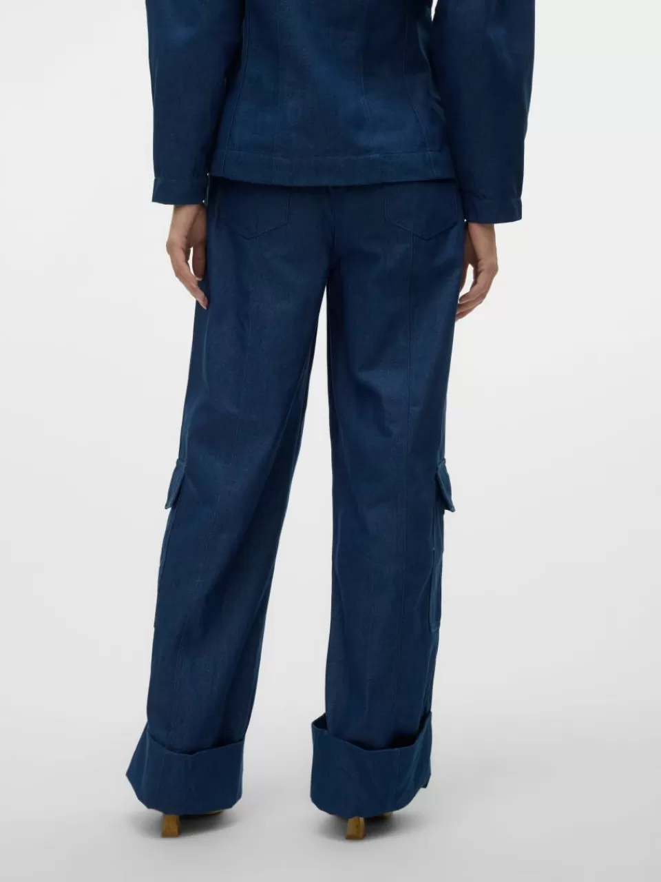 Cheap VERO MODA VMCARLA Høy midje Cargobukser Blue Indigo