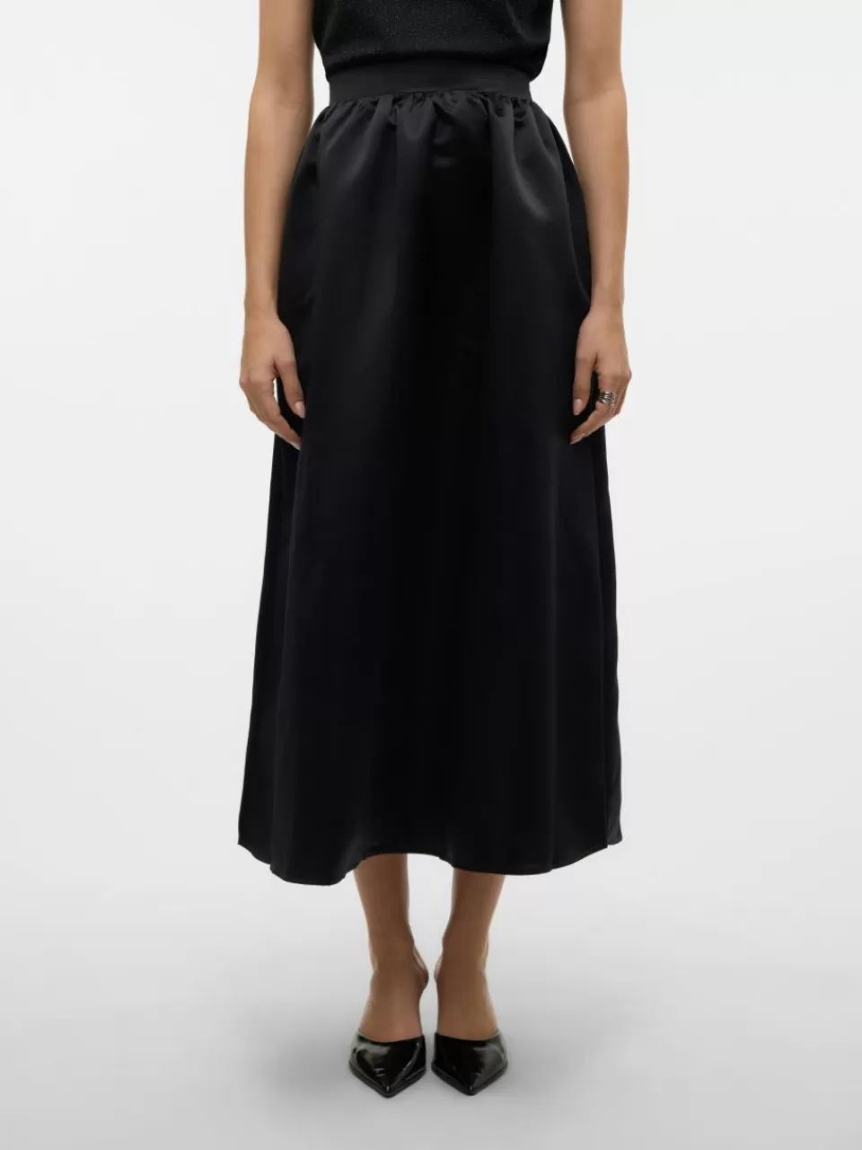 New VERO MODA VMCARLA Høy midje Langt skjørt Black