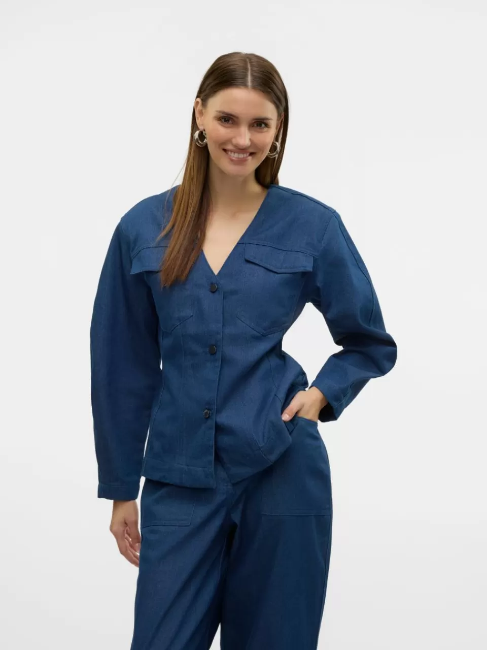 Fashion VERO MODA VMCARLA Skjorte Blue Indigo