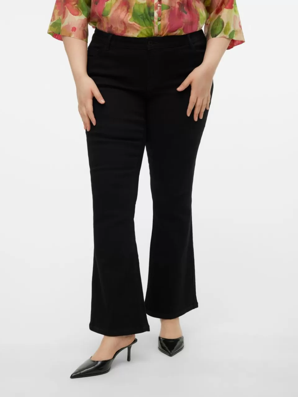 Online VERO MODA VMCELLY Middels høyt snitt Flared Fit Jeans Black