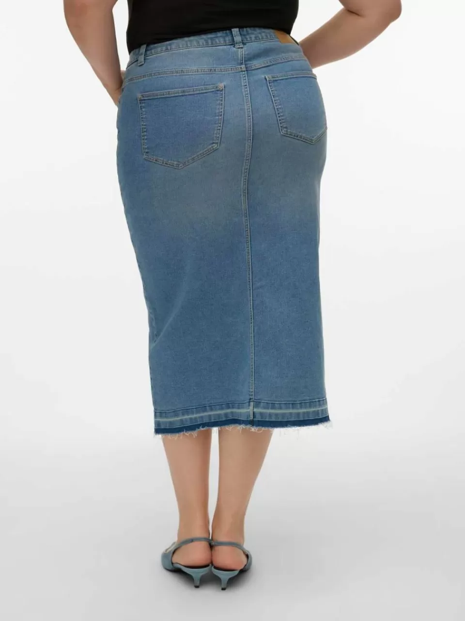 Sale VERO MODA VMCLINA Høy midje Langt skjørt Light Blue Denim