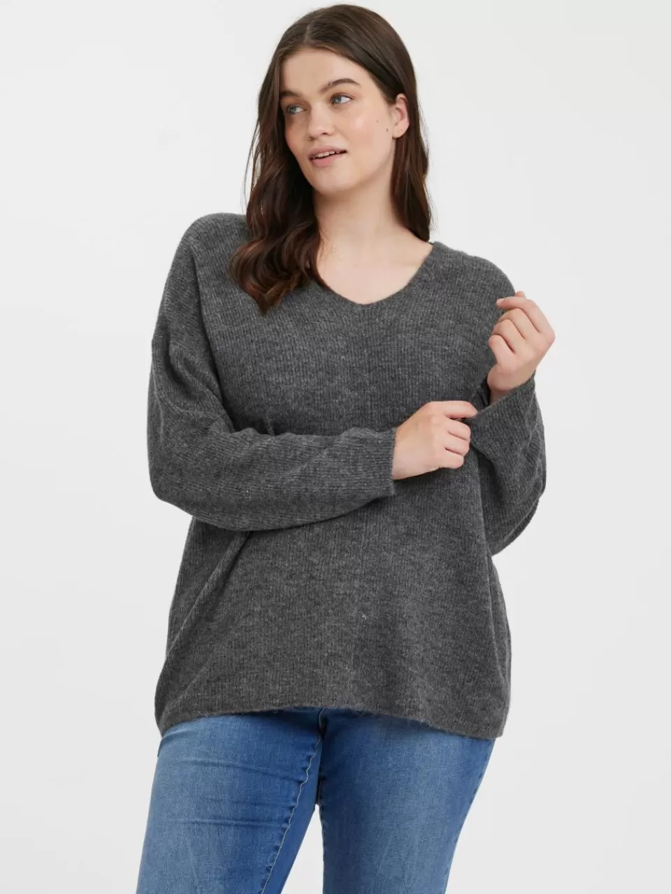 Sale VERO MODA VMCREWLEFILE Genser Medium Grey Melange