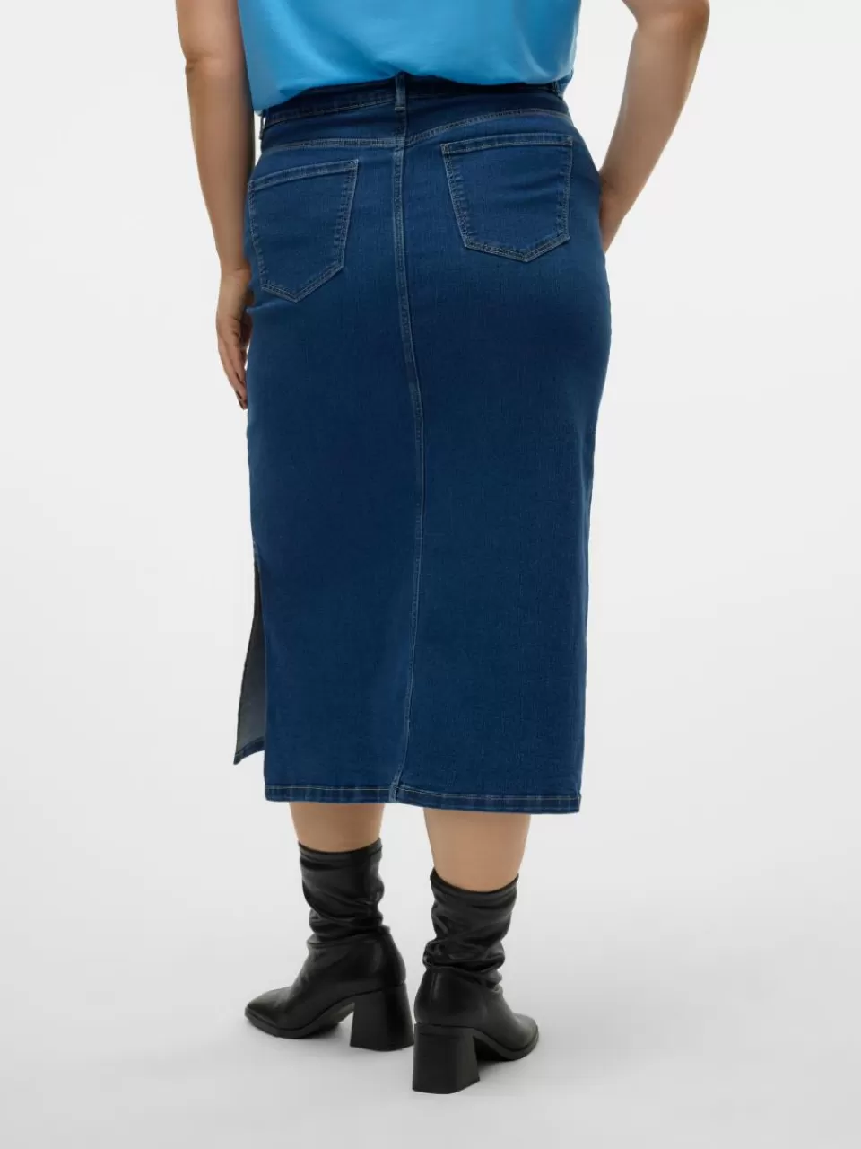 Outlet VERO MODA VMCSERENA Høy midje Langt skjørt Dark Blue Denim