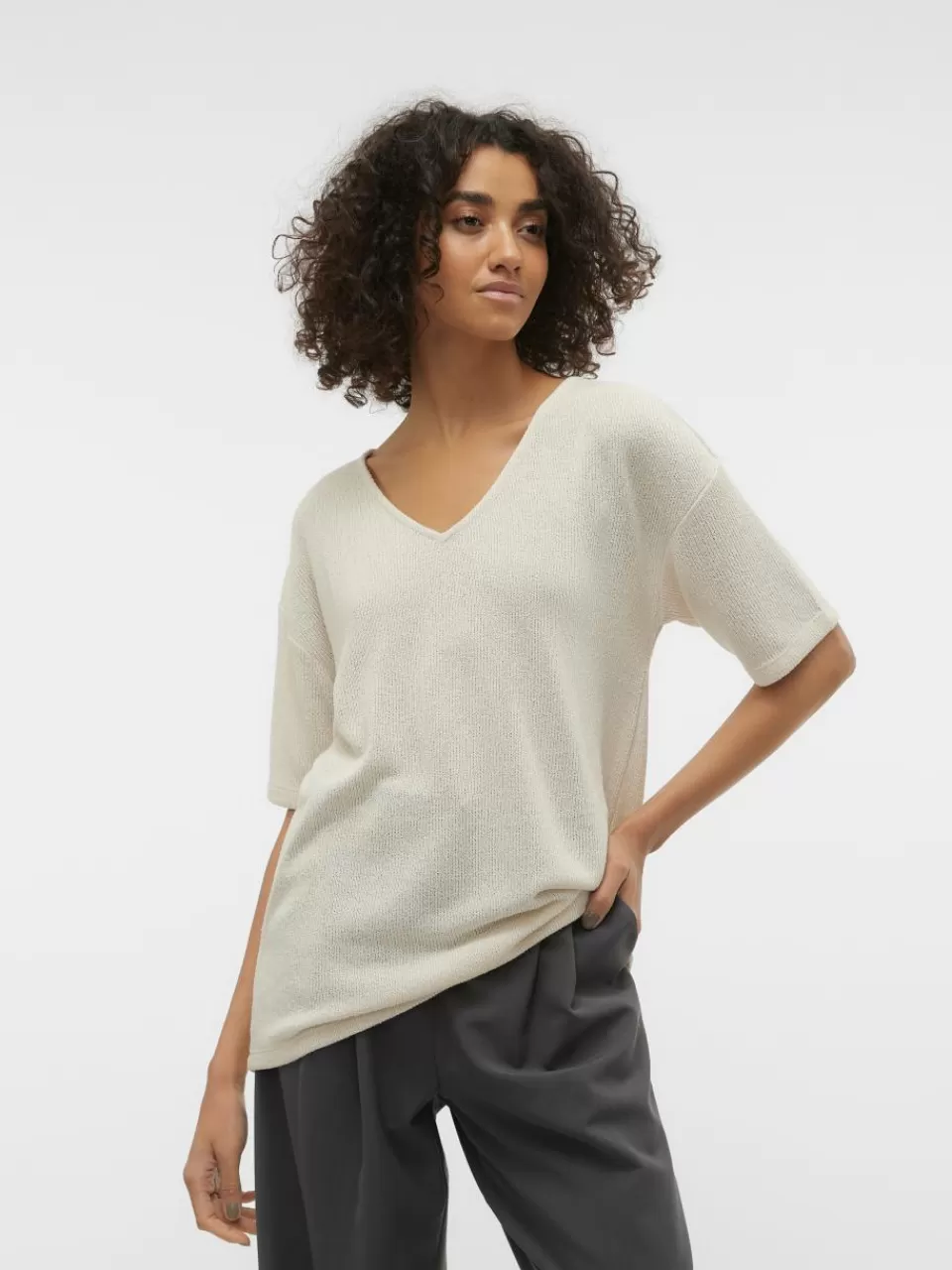 New VERO MODA VMEDDIE Genser Oatmeal