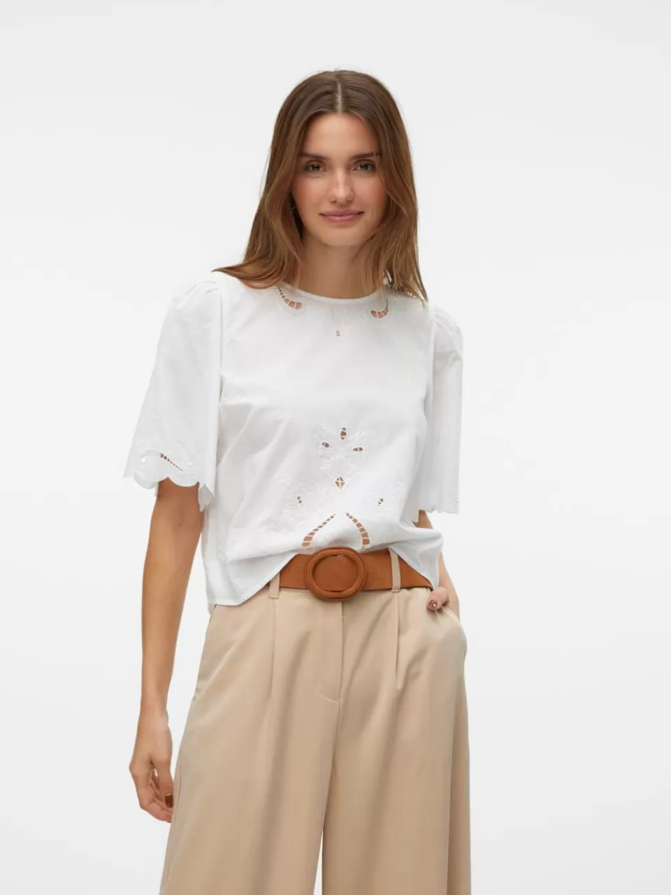 New VERO MODA VMELENA Topp Bright White