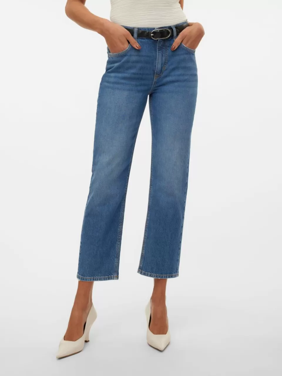 Outlet VERO MODA VMELIA Høyt snitt Straight Fit Jeans Medium Blue Denim