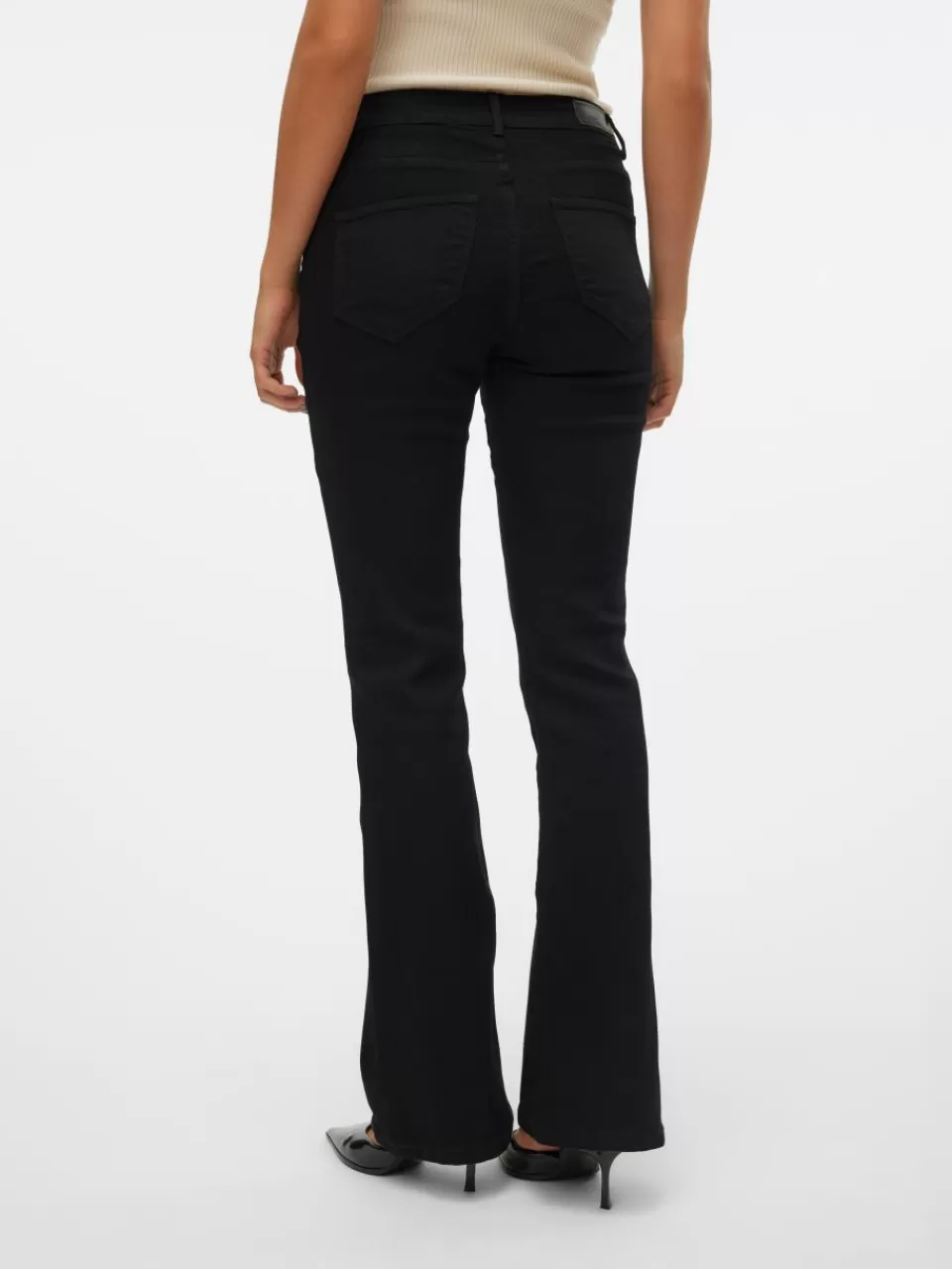 New VERO MODA VMELLY Middels høyt snitt Flared Fit Jeans Black