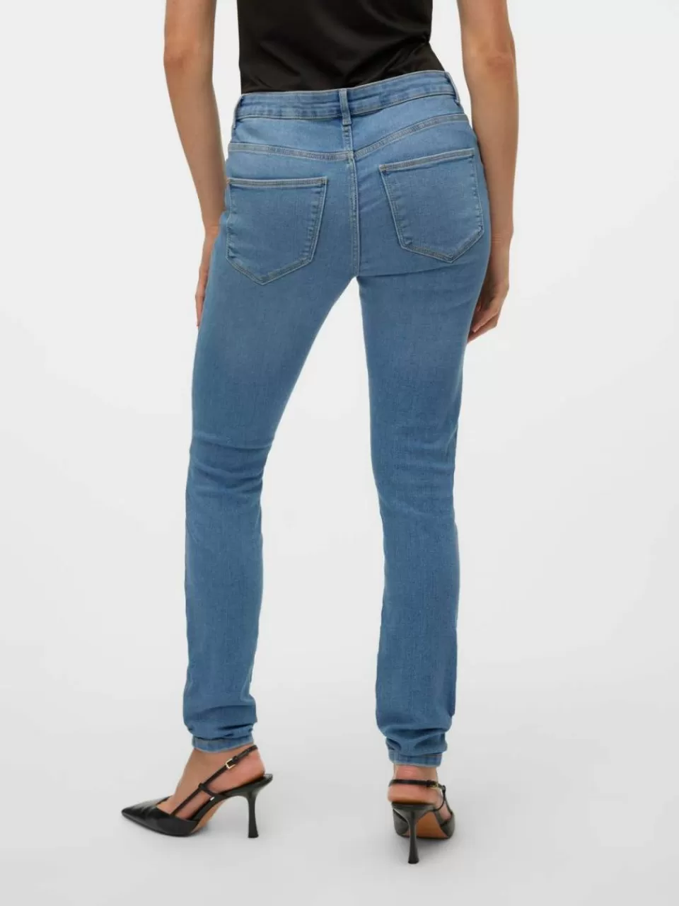 Cheap VERO MODA VMELLY Middels høyt snitt Skinny Fit Jeans Medium Blue Denim