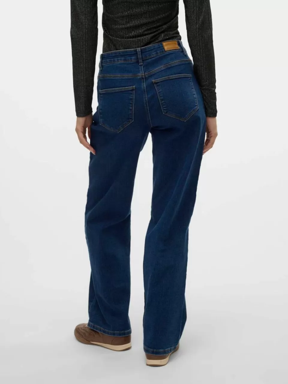 Online VERO MODA VMELLY Middels høyt snitt Wide Leg Fit Jeans Dark Blue Denim