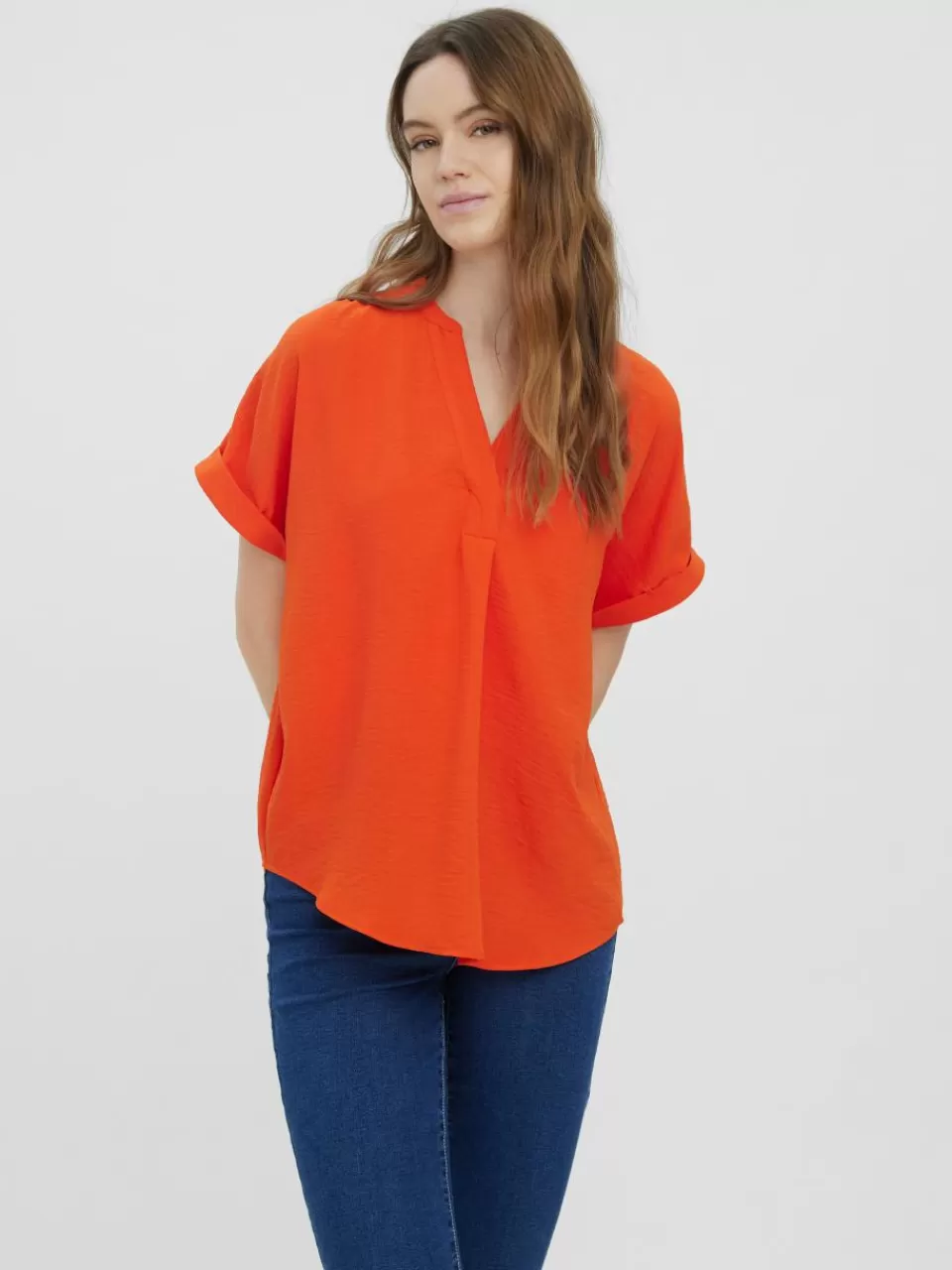 Best VERO MODA VMELVA Topp Spicy Orange