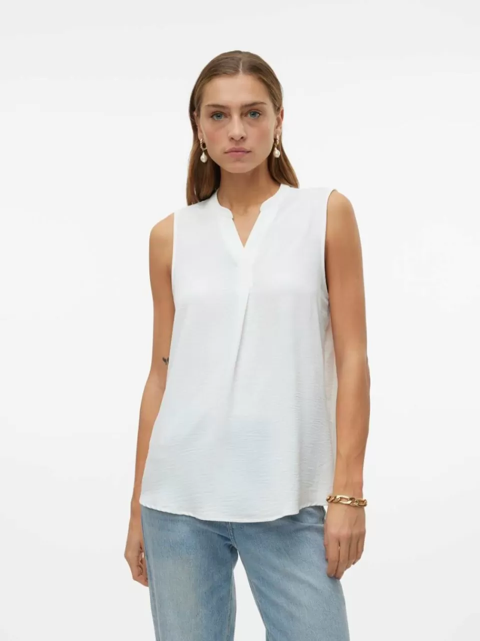 Cheap VERO MODA VMELVA Topp Snow White