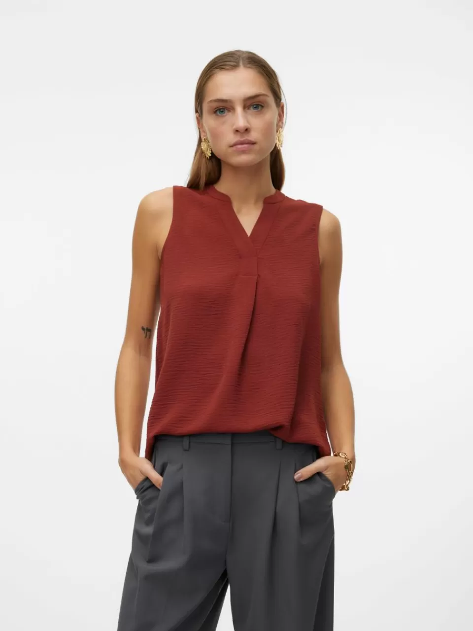 Cheap VERO MODA VMELVA Topp Madder Brown