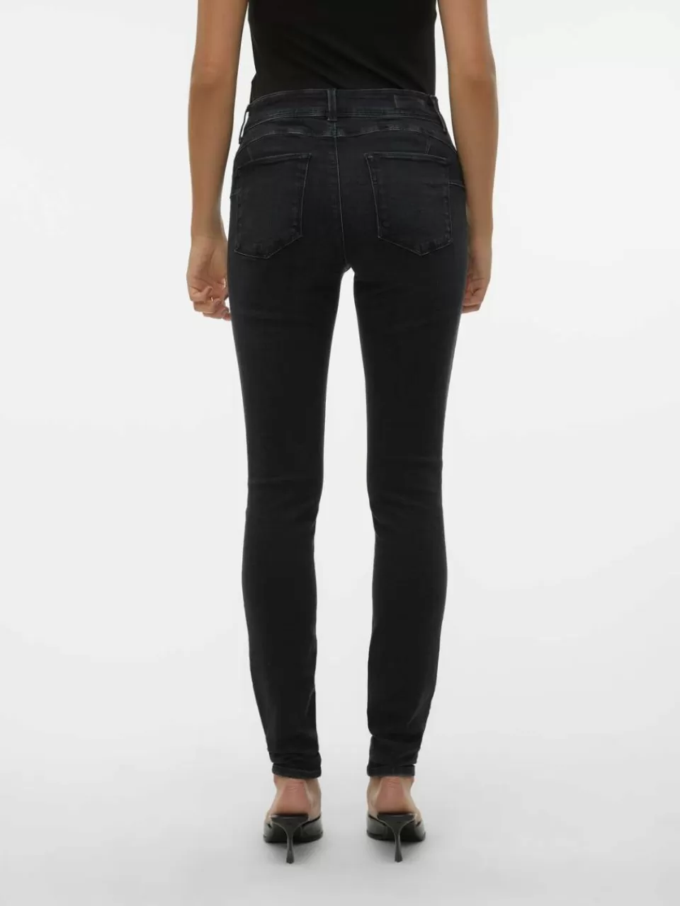 Discount VERO MODA VMEMBRACE Middels høyt snitt Skinny Fit Jeans Black Denim