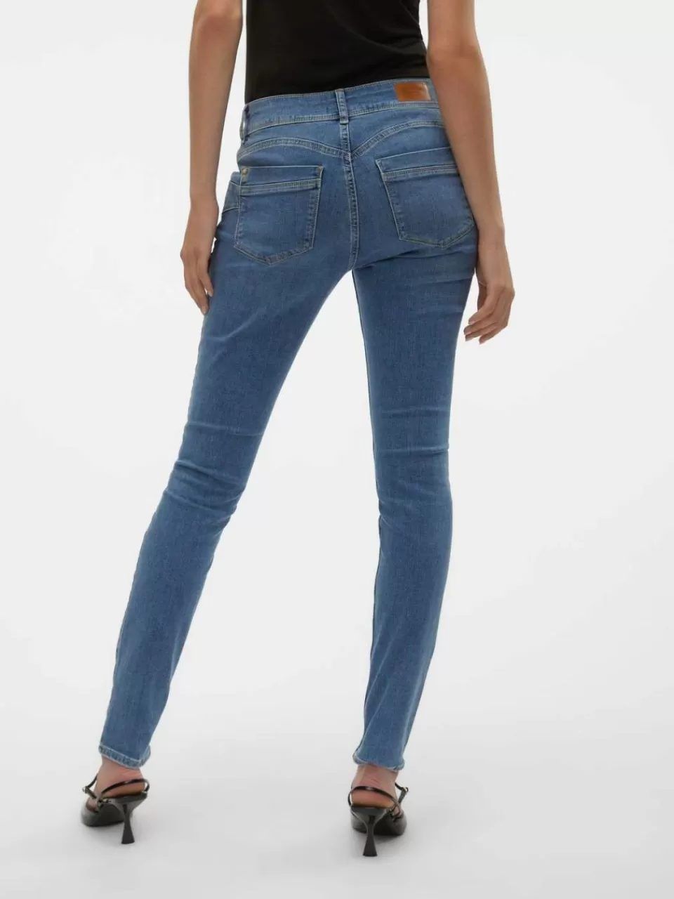 Cheap VERO MODA VMEMPOWER Middels høyt snitt Skinny Fit Jeans Medium Blue Denim