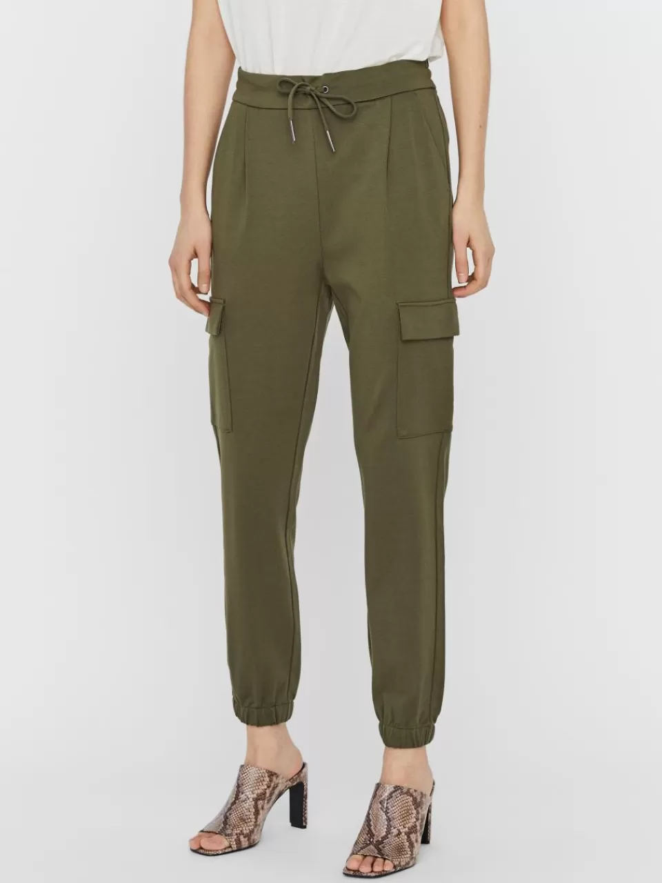 Hot VERO MODA VMEVA Middels høy midje Bukser Ivy Green