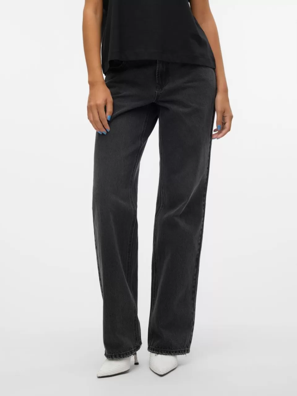 Best Sale VERO MODA VMFILIPPA Lavt snitt Straight Fit Jeans Black Denim