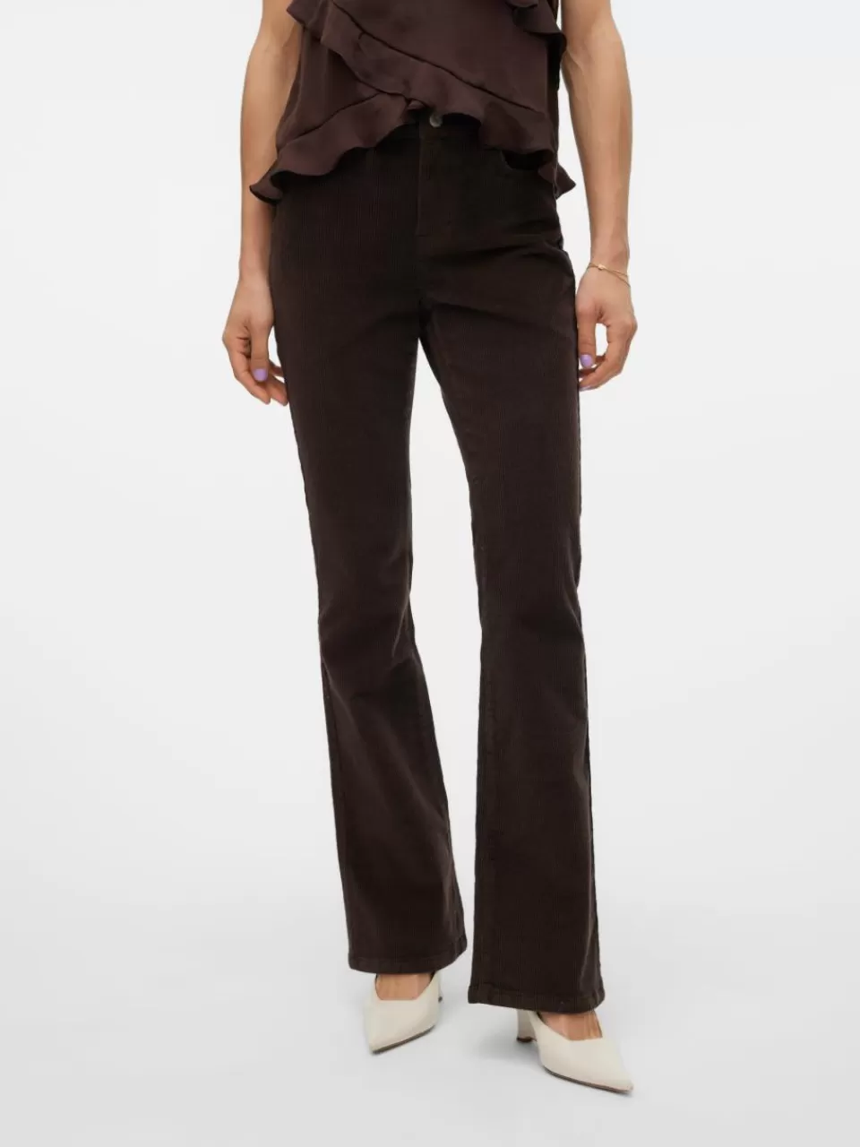 Sale VERO MODA VMFLASH Middels høyt snitt Flared Fit Jeans Chocolate Torte