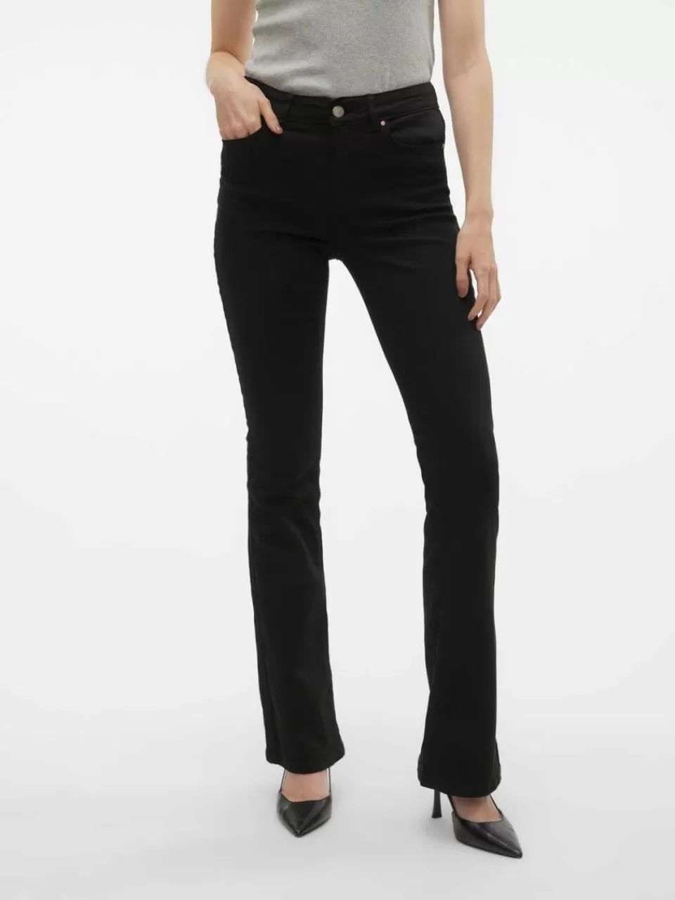 Cheap VERO MODA VMFLASH Middels høyt snitt Flared Fit Jeans Black