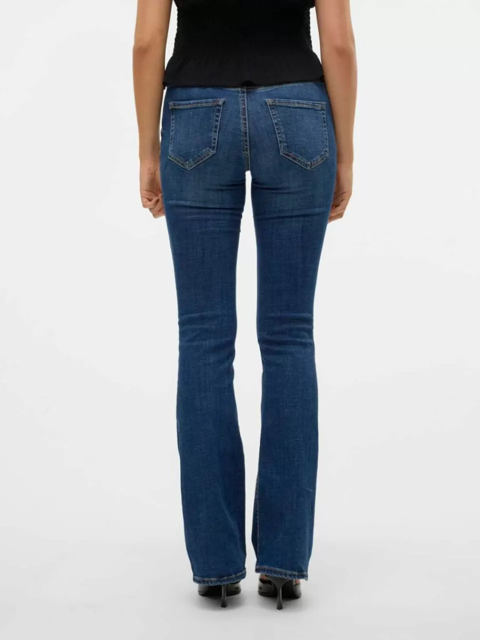 Shop VERO MODA VMFLASH Middels høyt snitt Flared Fit Jeans Dark Blue Denim