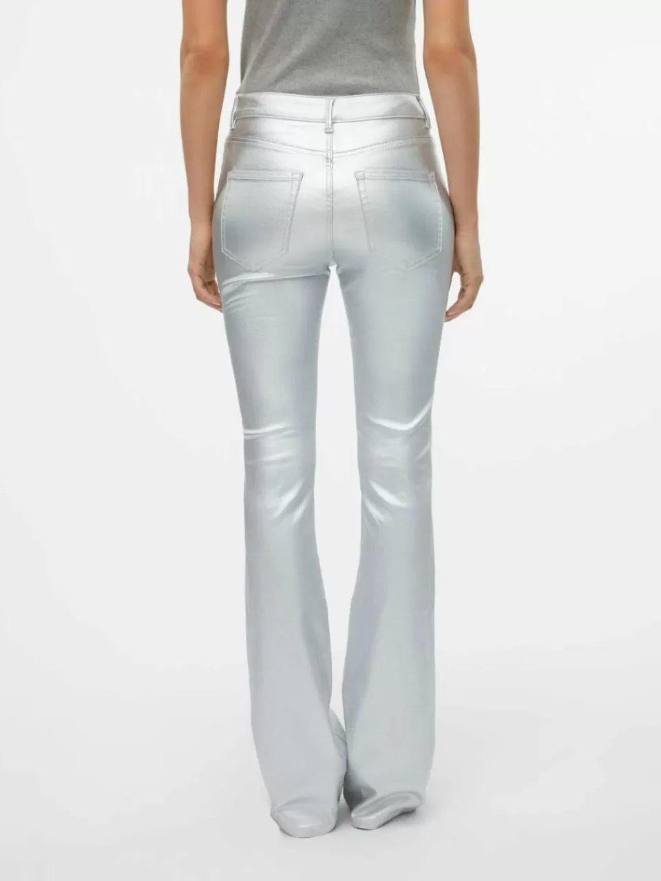 Fashion VERO MODA VMFLASH Middels høyt snitt Flared Fit Jeans Silver Colour