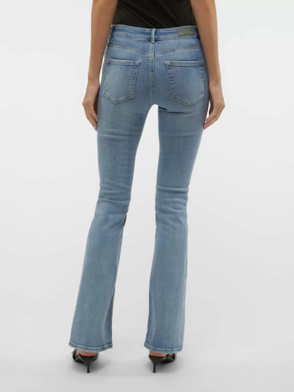 Hot VERO MODA VMFLASH Middels høyt snitt Flared Fit Jeans Light Blue Denim