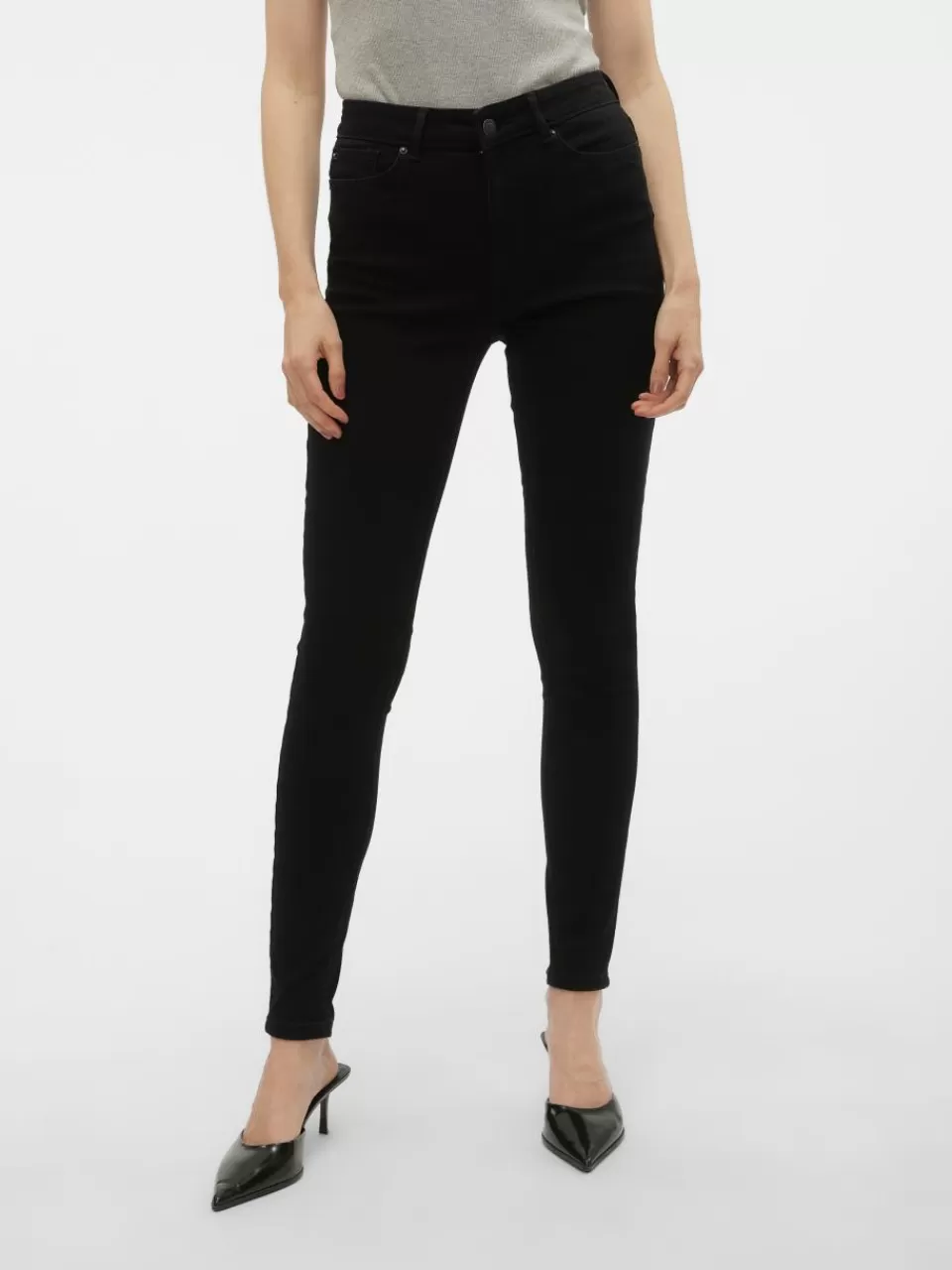 Cheap VERO MODA VMFLASH Middels høyt snitt Skinny Fit Jeans Black Denim