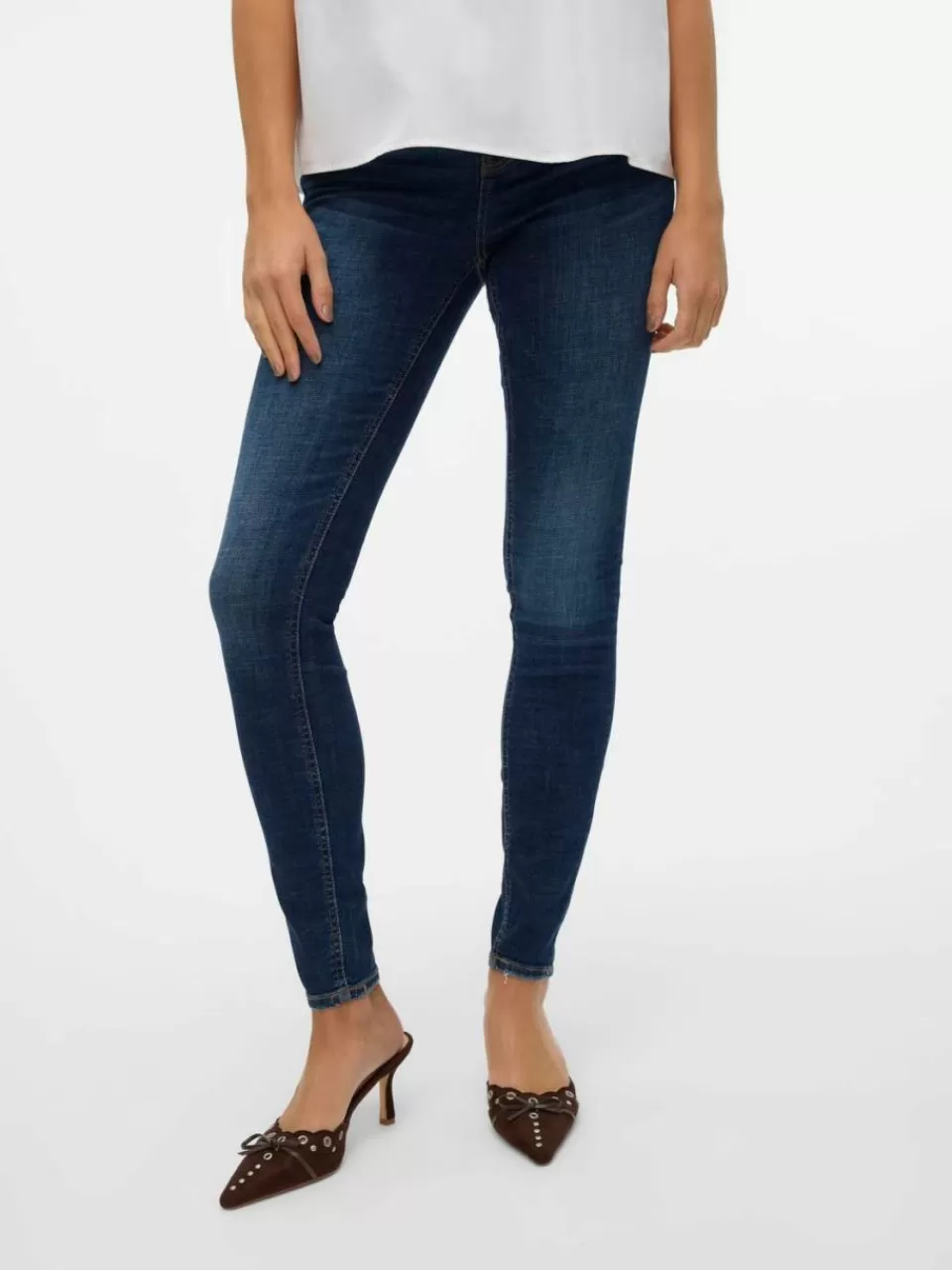 Best VERO MODA VMFLASH Middels høyt snitt Skinny Fit Jeans Dark Blue Denim