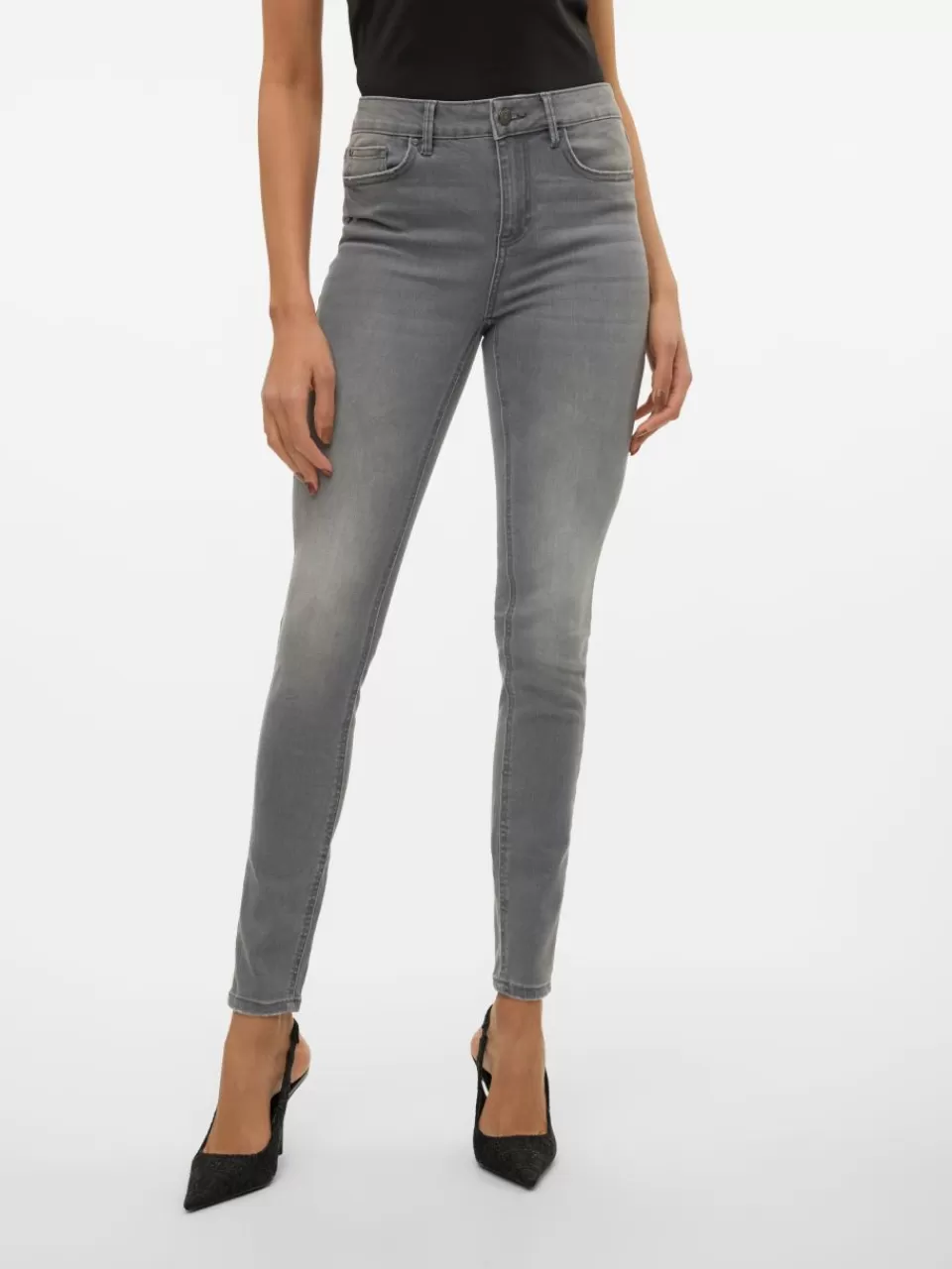 Cheap VERO MODA VMFLASH Middels høyt snitt Skinny Fit Jeans Light Grey Denim