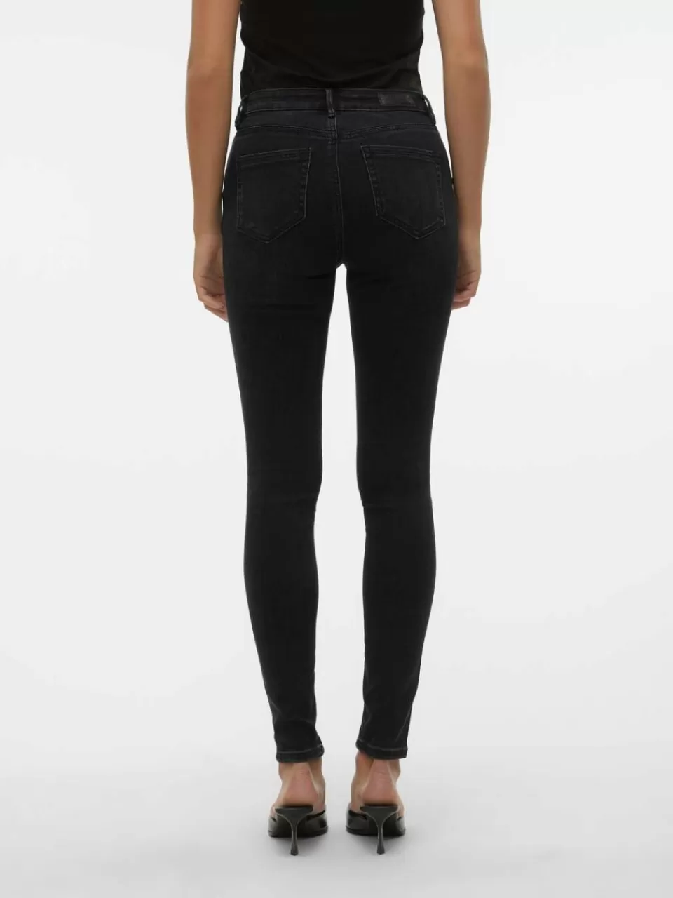 Best VERO MODA VMFLASH Middels høyt snitt Skinny Fit Jeans Black Denim