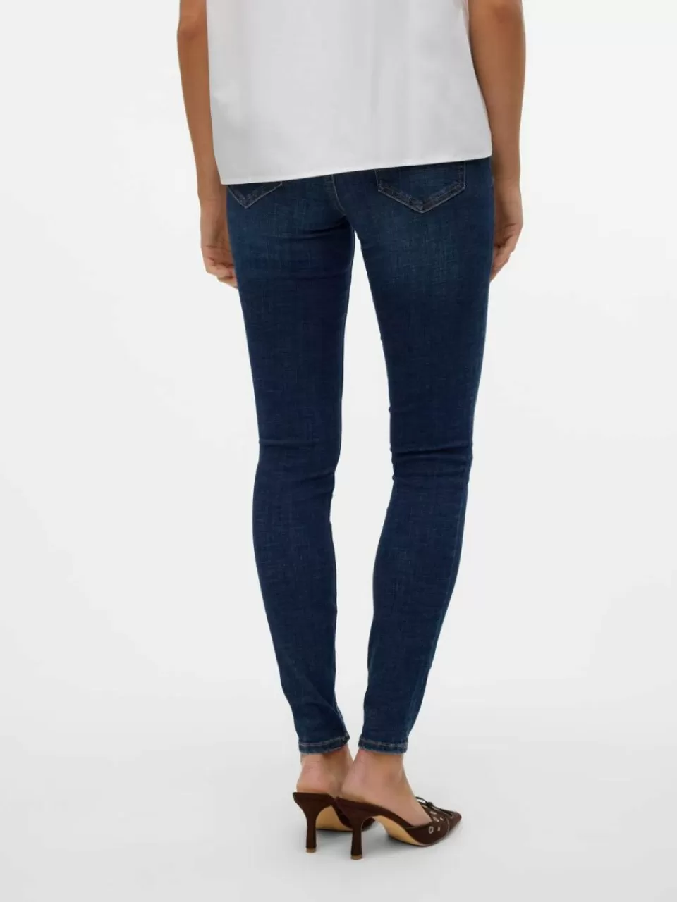 Best VERO MODA VMFLASH Middels høyt snitt Skinny Fit Jeans Dark Blue Denim