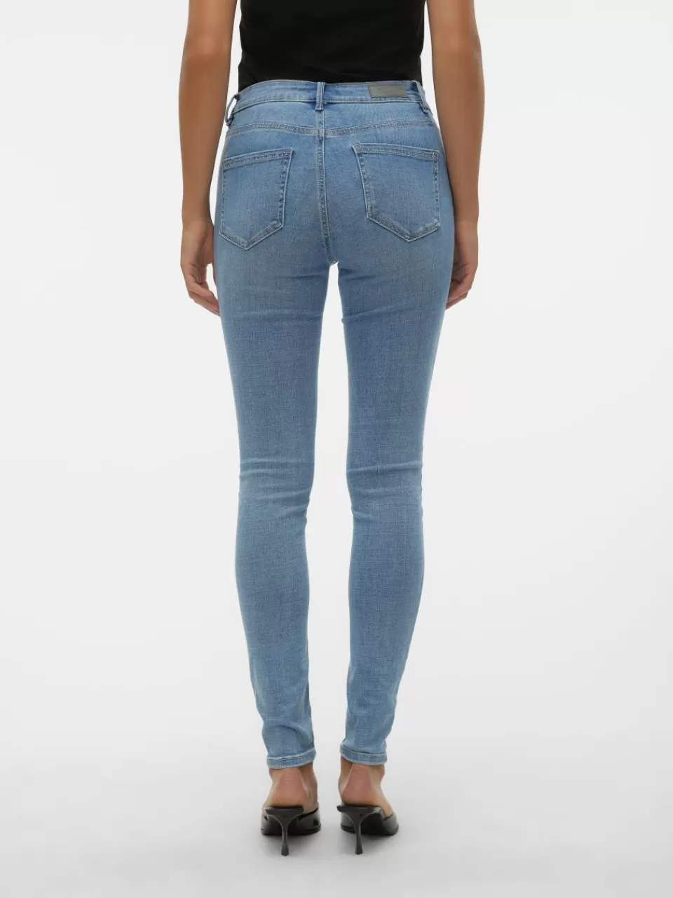 Fashion VERO MODA VMFLASH Middels høyt snitt Skinny Fit Jeans Light Blue Denim