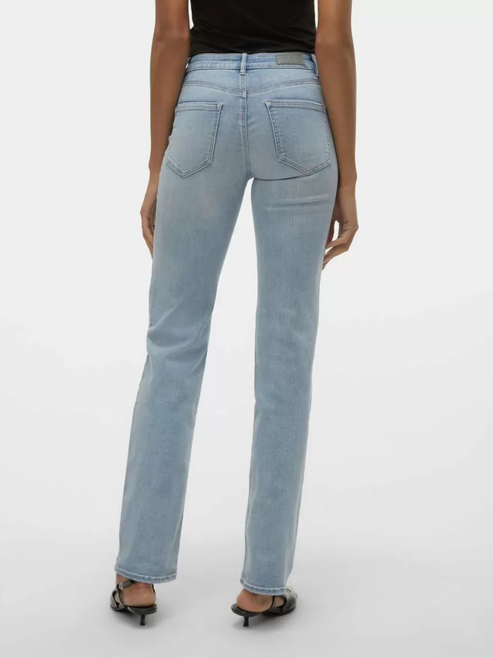 Sale VERO MODA VMFLASH Middels høyt snitt Straight Fit Jeans Light Blue Denim